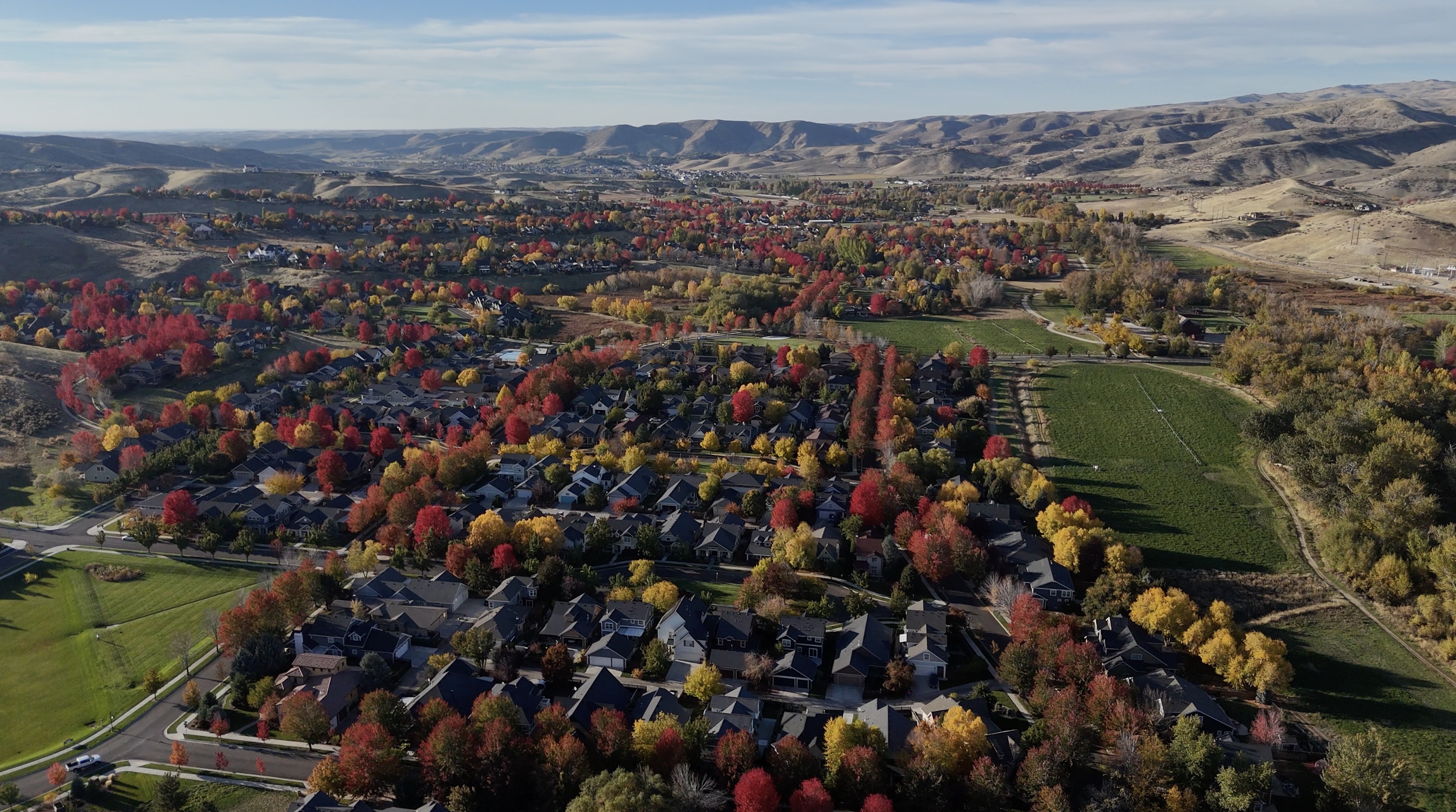 Fall Colors on Trees Over Hidden Springs In the Foothills Of Boise Idaho